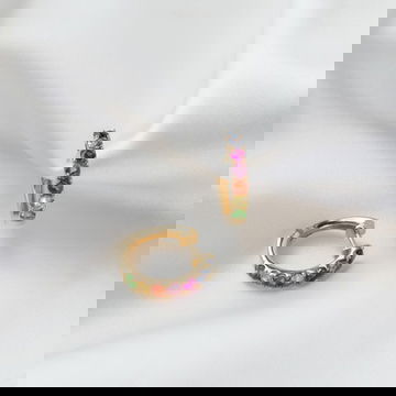 Multi-Colored Sapphire Hoop Earrings