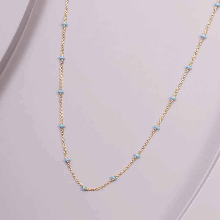 Blue Enamel Accent Station Necklace