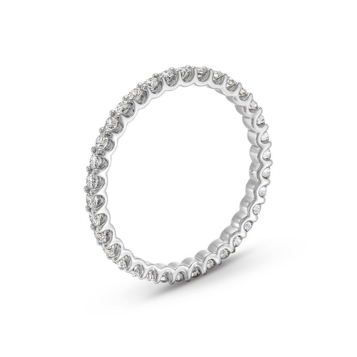 White Gold 14K Scallop Diamond Eternity Band