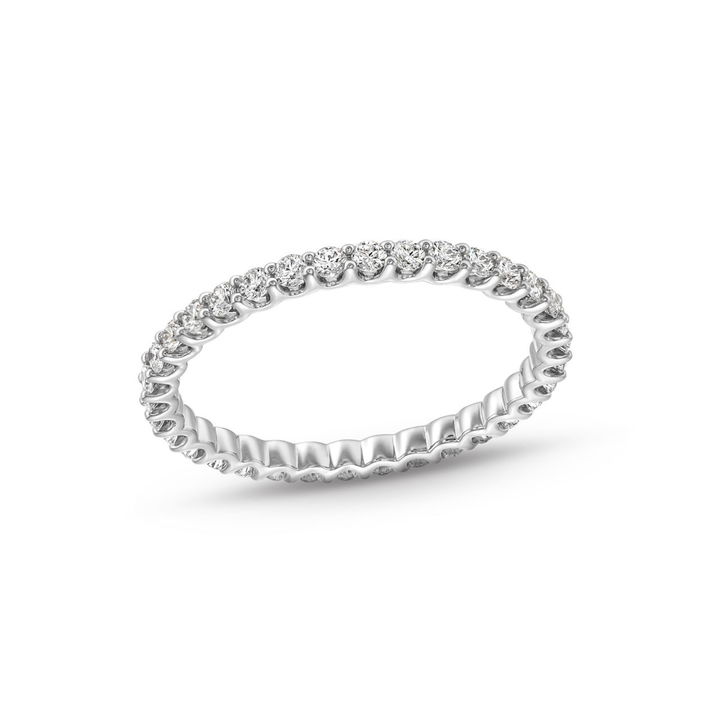 White Gold 14K Scallop Diamond Eternity Band