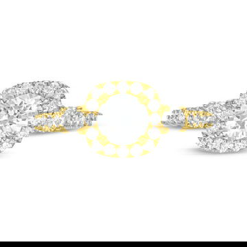 Three Stone Round Diamond Cushion Halo Engagement Setting By Diamonds Direct Designs