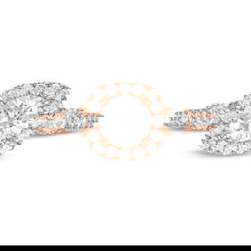 Three Stone Round Diamond Cushion Halo Engagement Setting By Diamonds Direct Designs