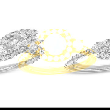 Three Stone Round Diamond Cushion Halo Engagement Setting By Diamonds Direct Designs