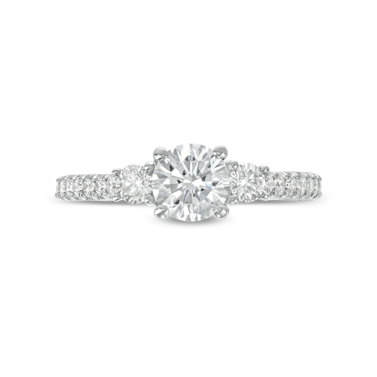 Three Stone Round Diamond Pave Engagement Setting By Adorette