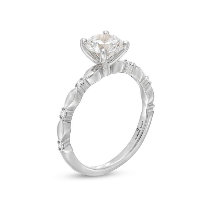 White Gold 14K Scallop Station Engagement Setting by Diamonds Direct Designs
