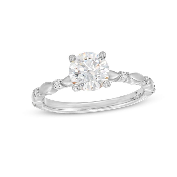 White Gold 14K Scallop Station Engagement Setting by Diamonds Direct Designs