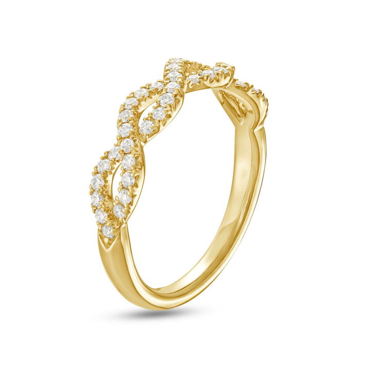Yellow Gold 14K Open Twist Diamond Wedding Band by Diamonds Direct Designs