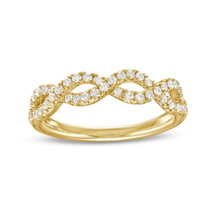 Open Twist Diamond Wedding Band by Adorette In Yellow Gold 14K
