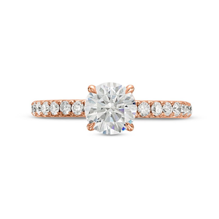 French Pave Diamond Engagement Setting by Adorette In Rose Gold 14K