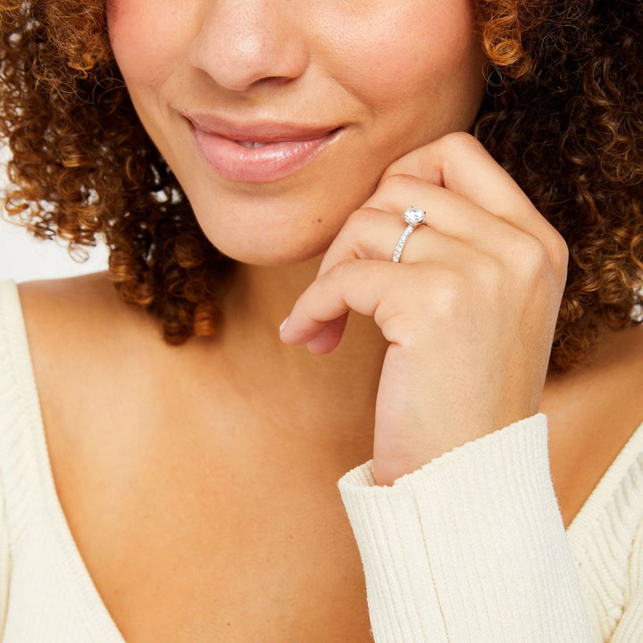 French Pave Diamond Engagement Setting by Adorette In Rose Gold 14K