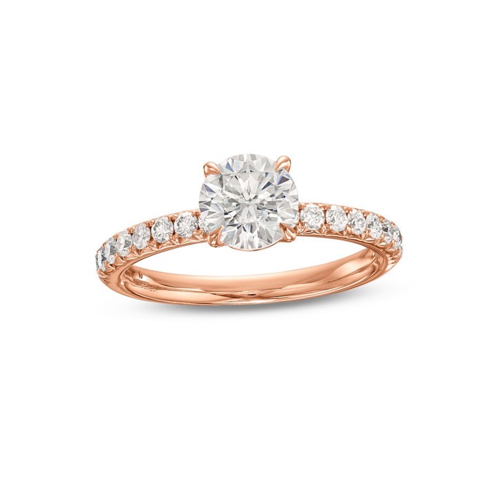 French Pave Diamond Engagement Setting by Adorette In Rose Gold 14K