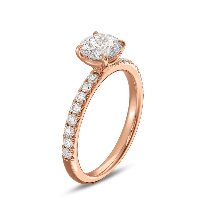 French Pave Diamond Engagement Setting by Adorette In Rose Gold 14K