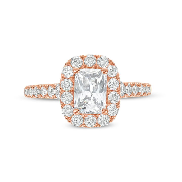 Rose Gold 14K Cushion Halo Cathedral Engagement Setting by Diamonds Direct Designs