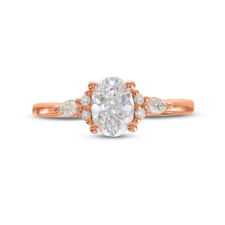 Rose Gold 14K Marquise and Round Diamond Cluster Engagement Setting by Diamonds Direct Designs