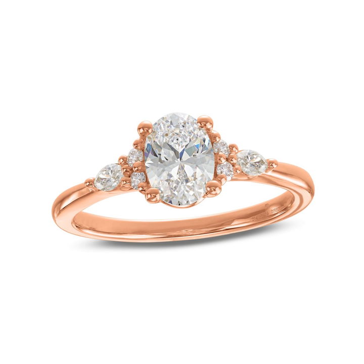 Rose Gold 14K Marquise and Round Diamond Cluster Engagement Setting by Diamonds Direct Designs