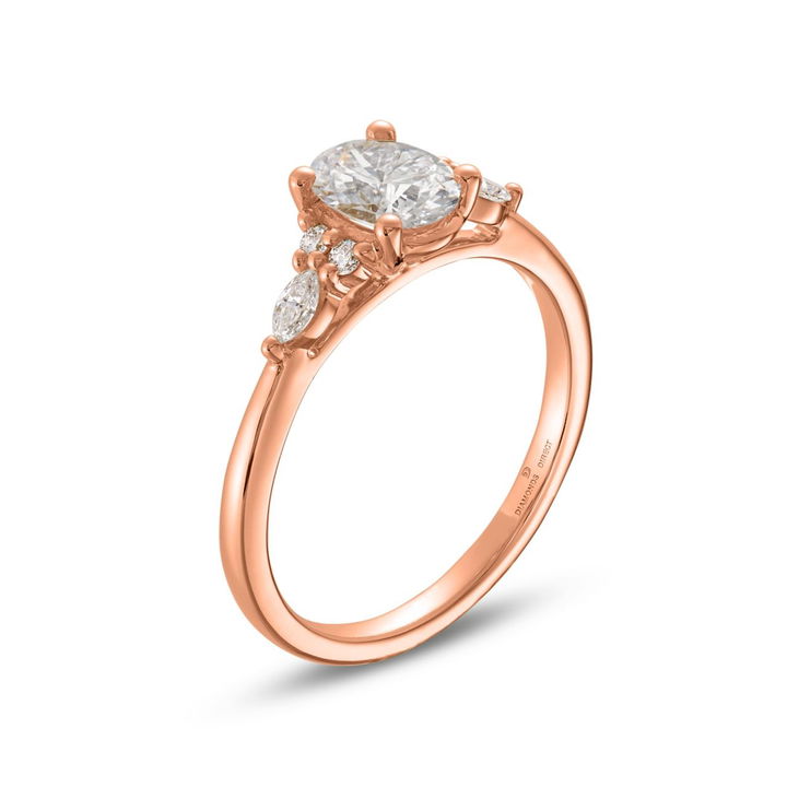 Rose Gold 14K Marquise and Round Diamond Cluster Engagement Setting by Diamonds Direct Designs