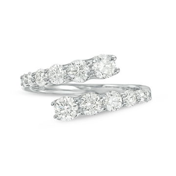 Graduated Diamond Bypass Ring In White Gold 14K