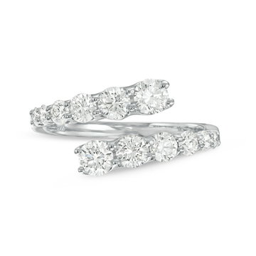 Graduated Diamond Bypass Ring In White Gold 14K