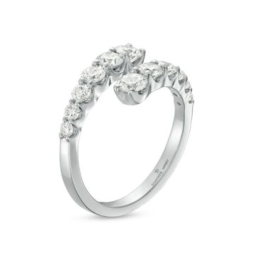 Graduated Diamond Bypass Ring In White Gold 14K