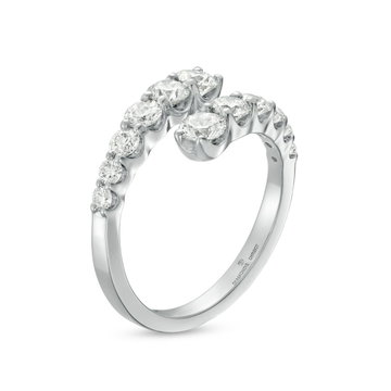 Graduated Diamond Bypass Ring In White Gold 14K