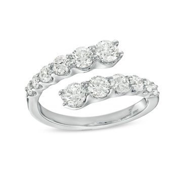 Graduated Diamond Bypass Ring In White Gold 14K