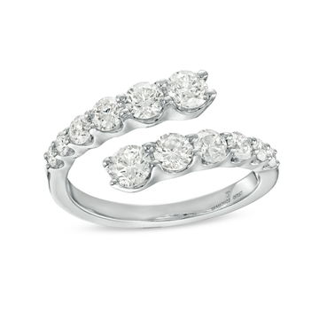 Graduated Diamond Bypass Ring In White Gold 14K