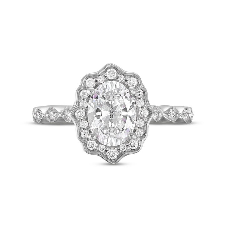 Art Deco Halo Engagement Setting By Adorette In White Gold 14K