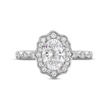 Art Deco Halo Engagement Setting By Adorette In White Gold 14K