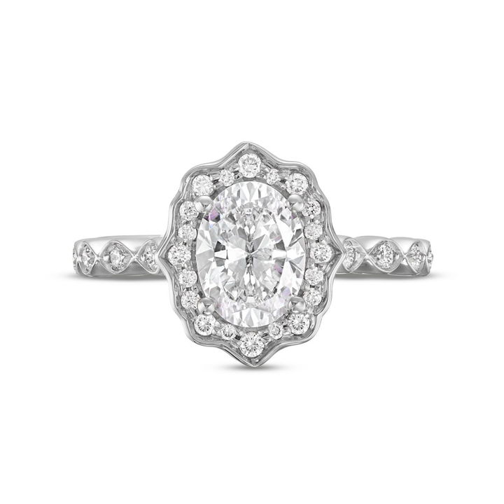 Art Deco Halo Engagement Setting By Adorette In White Gold 14K