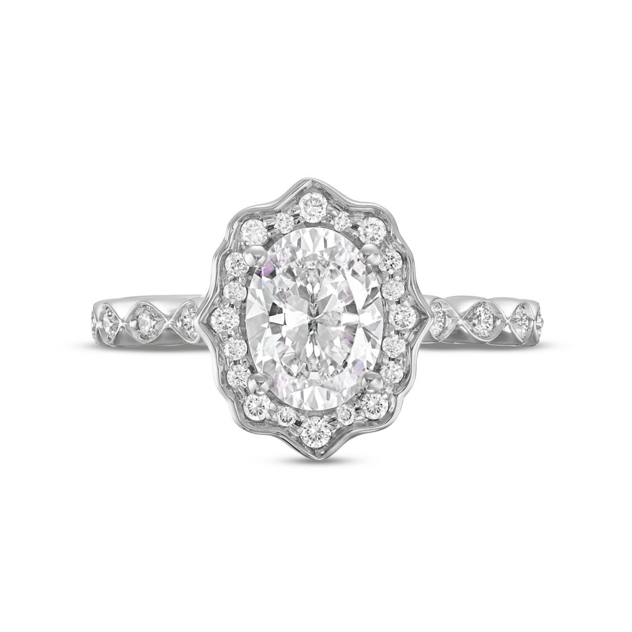 Art Deco Halo Engagement Setting By Adorette