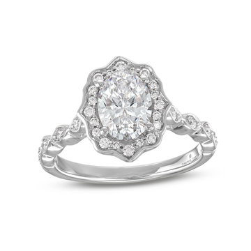 Art Deco Halo Engagement Setting By Adorette In White Gold 14K