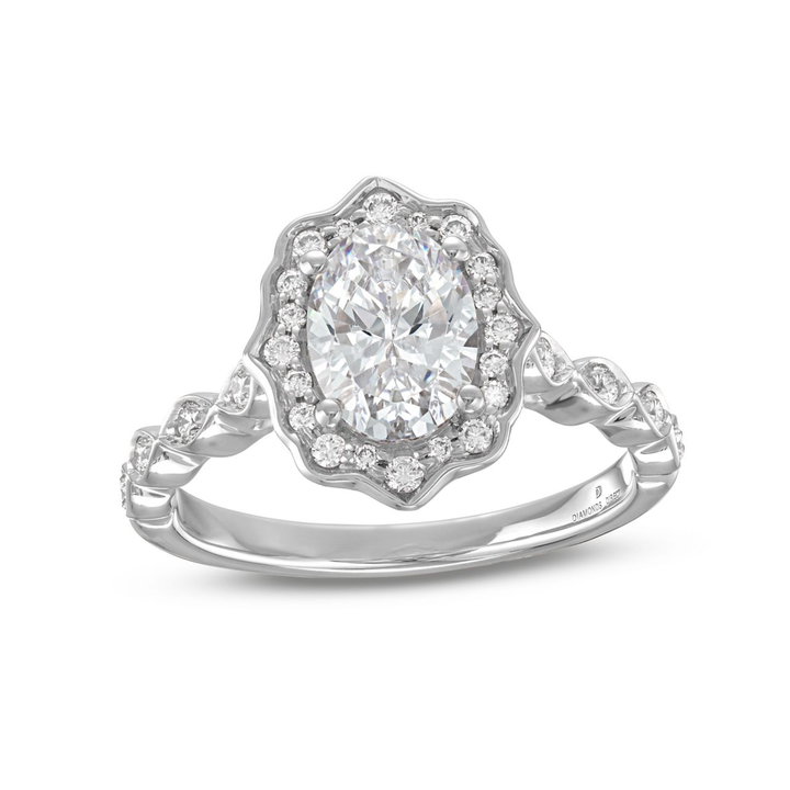 Art Deco Halo Engagement Setting By Adorette In White Gold 14K