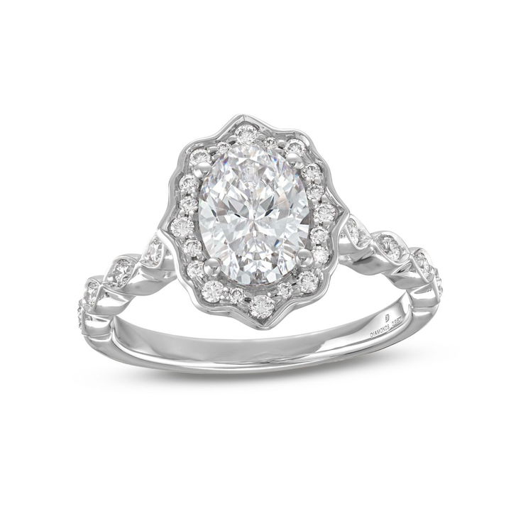 White Gold 14K Art Deco Halo Engagement Setting By Diamonds Direct Designs