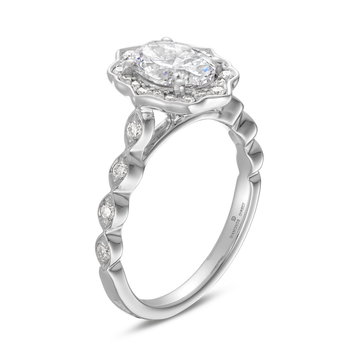 Art Deco Halo Engagement Setting By Adorette In White Gold 14K