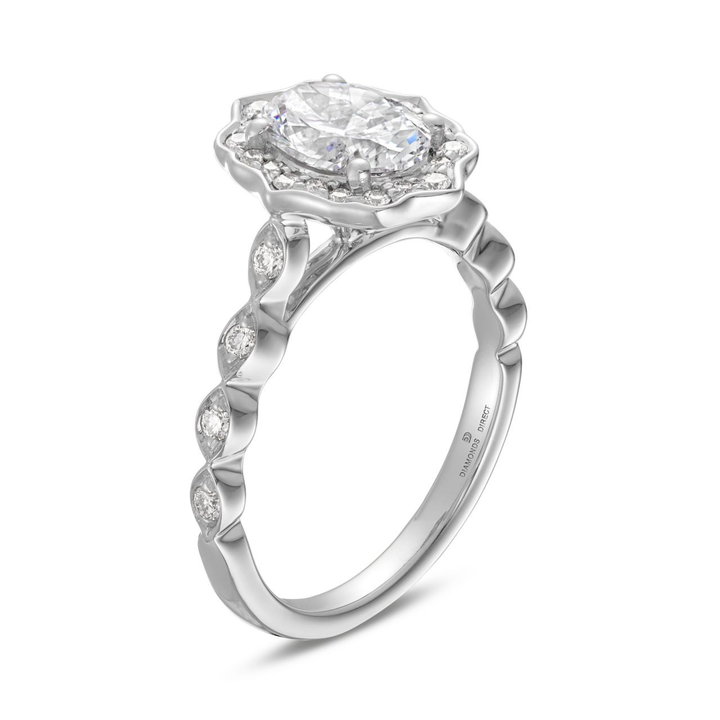 Art Deco Halo Engagement Setting By Adorette In White Gold 14K