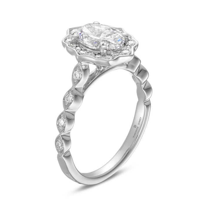 White Gold 14K Art Deco Halo Engagement Setting By Diamonds Direct Designs