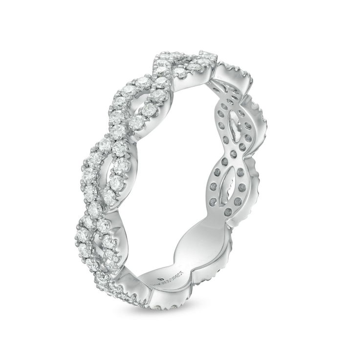White Gold 14K Twist Diamond Eternity Band by Diamonds Direct Designs