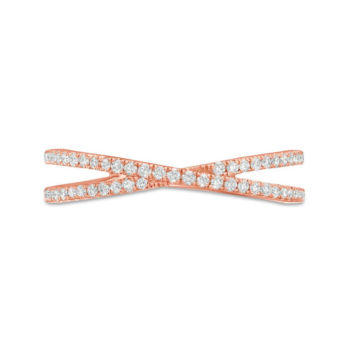 Rose Gold 14K Diamond "X" Band