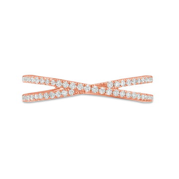 Diamond "X" Wedding Band In Rose Gold 14K
