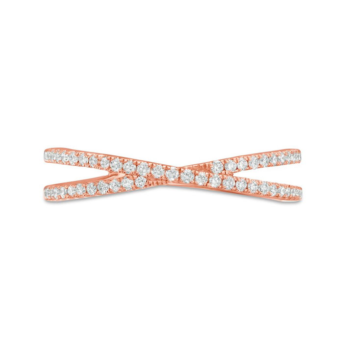 Diamond "X" Wedding Band In Rose Gold 14K