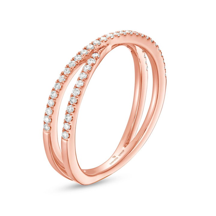 Diamond "X" Wedding Band In Rose Gold 14K