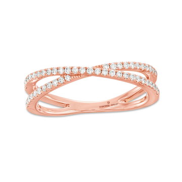 Diamond "X" Wedding Band In Rose Gold 14K