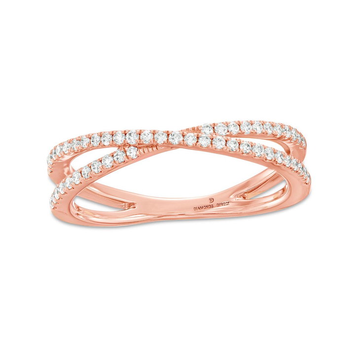 Diamond "X" Wedding Band In Rose Gold 14K