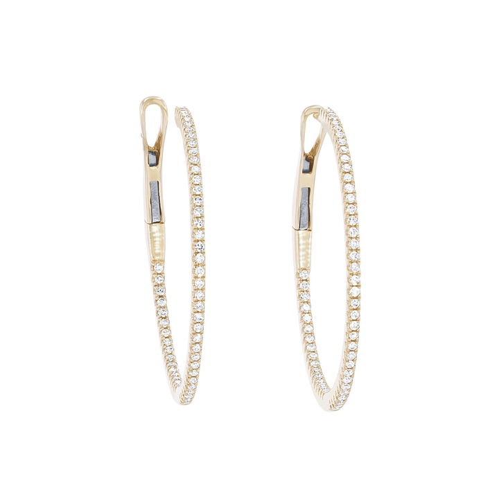 Thin Diamond Hoop Earrings In Yellow Gold 14K