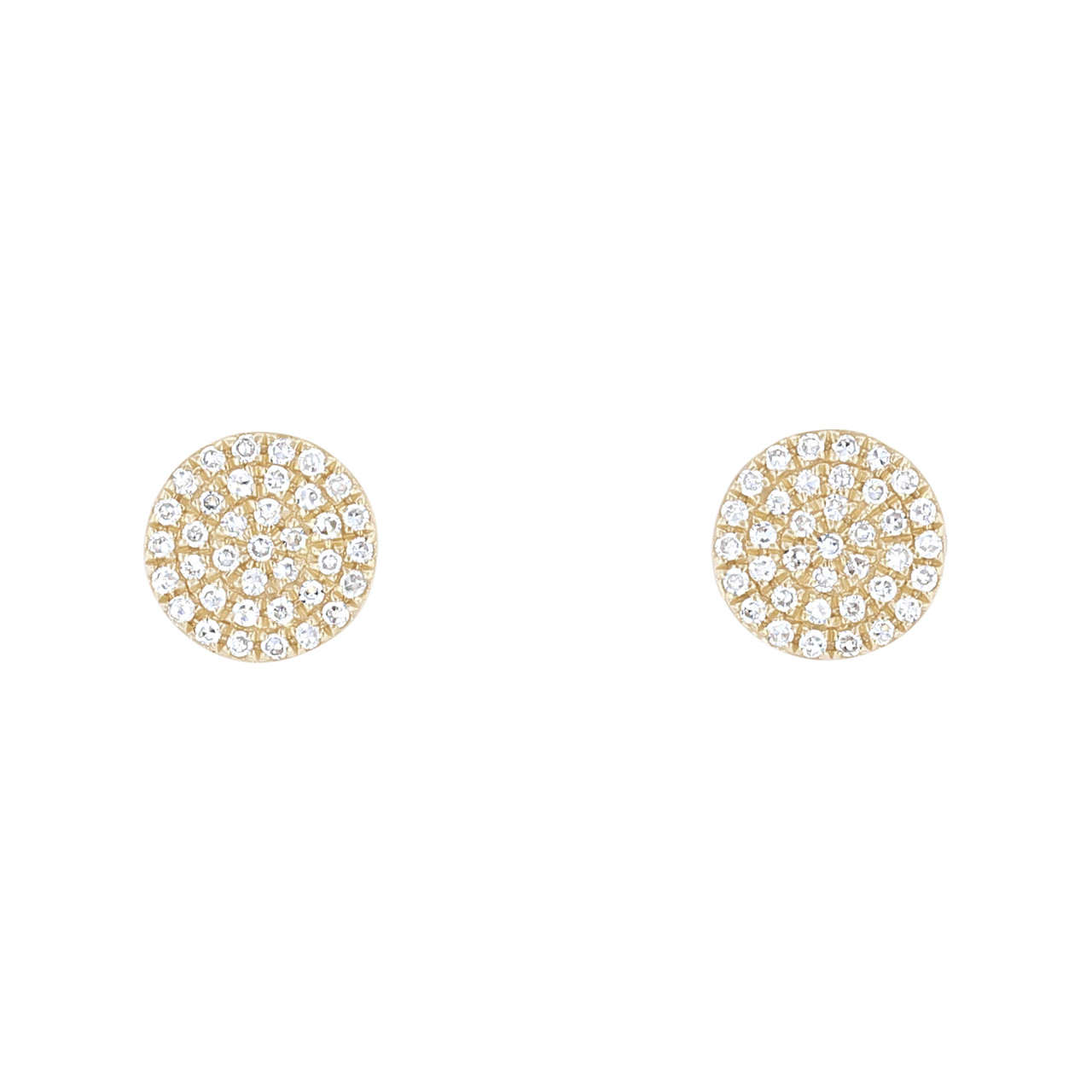 Pave Diamond Disc Stud Earrings