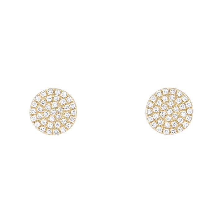 Pave Diamond Disc Stud Earrings In White Gold 14K