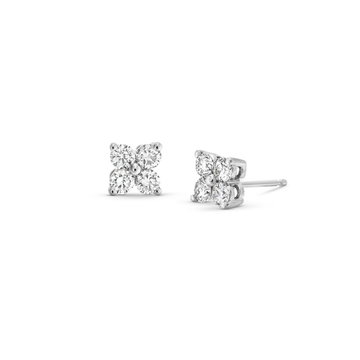 Quad Diamond Stud Earrings In White Gold 14K