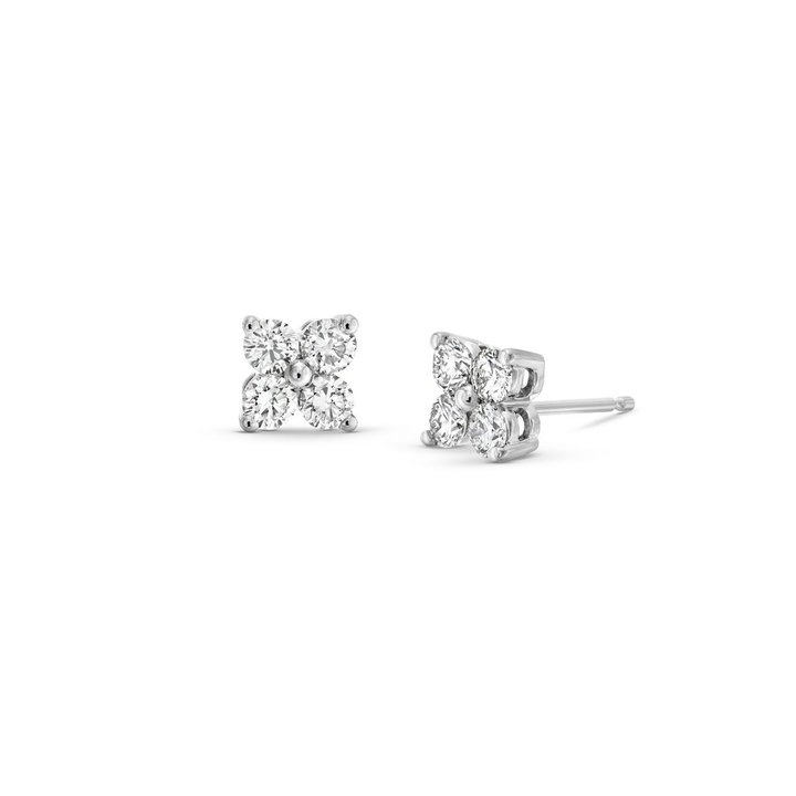 Quad Diamond Stud Earrings In White Gold 14K