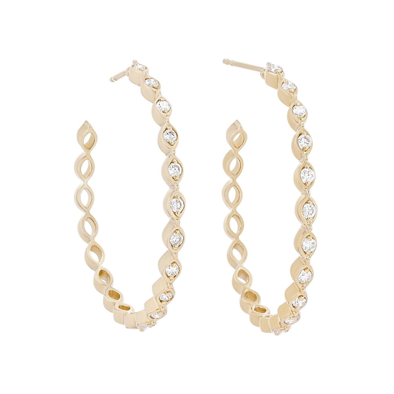 Marquise Frame Diamond Hoop Earrings