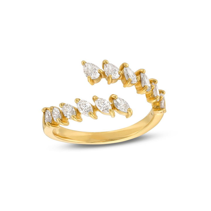 Pear And Marquise Diamond Bypass Ring